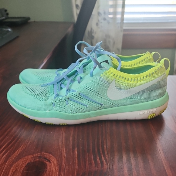 Nike Shoes - Nike Women's Light Blue and Neon Green Running Shoes